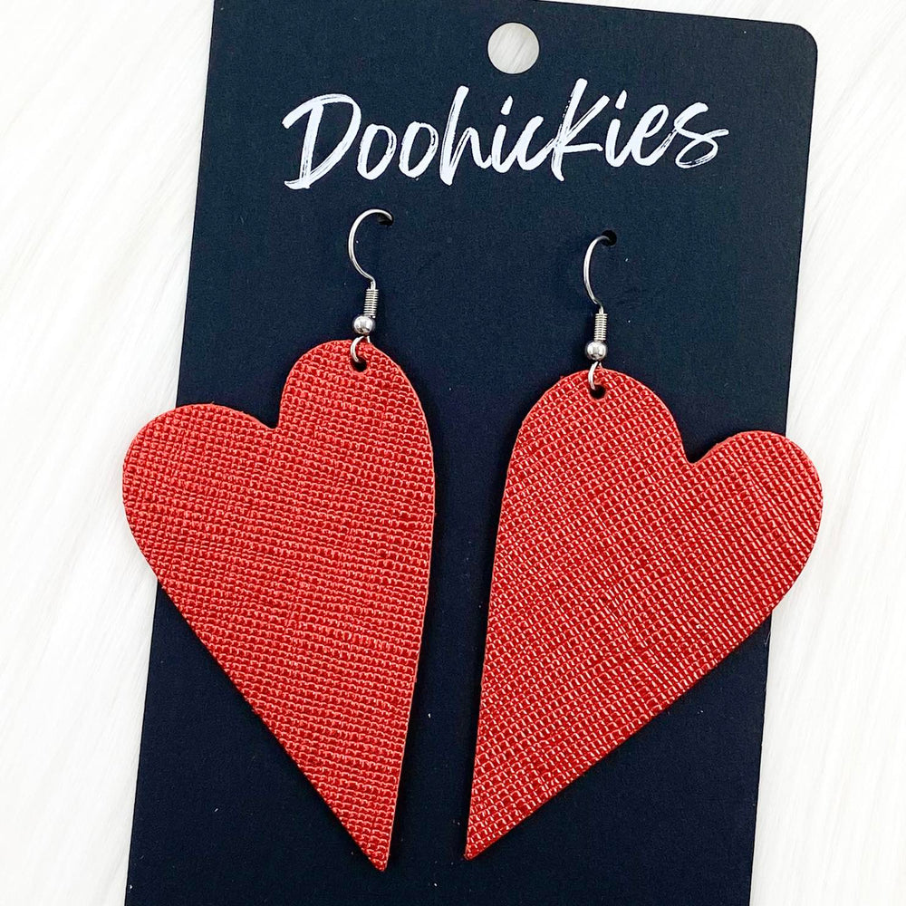 Saffiano Leather Hearts -Valentine's Earrings-Earrings-Inspired by Justeen-Women's Clothing Boutique