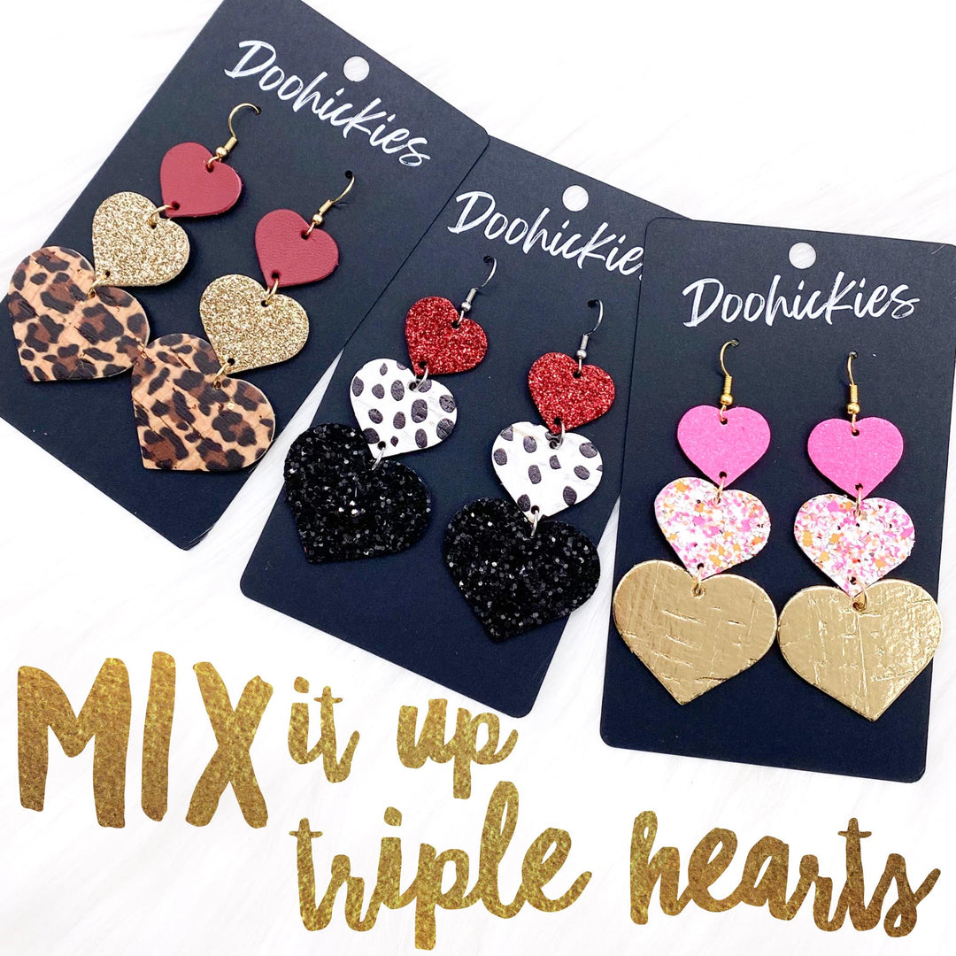 3.5" Mix it up Waterfall Hearts -Valentine's Earrings-Earrings-Inspired by Justeen-Women's Clothing Boutique