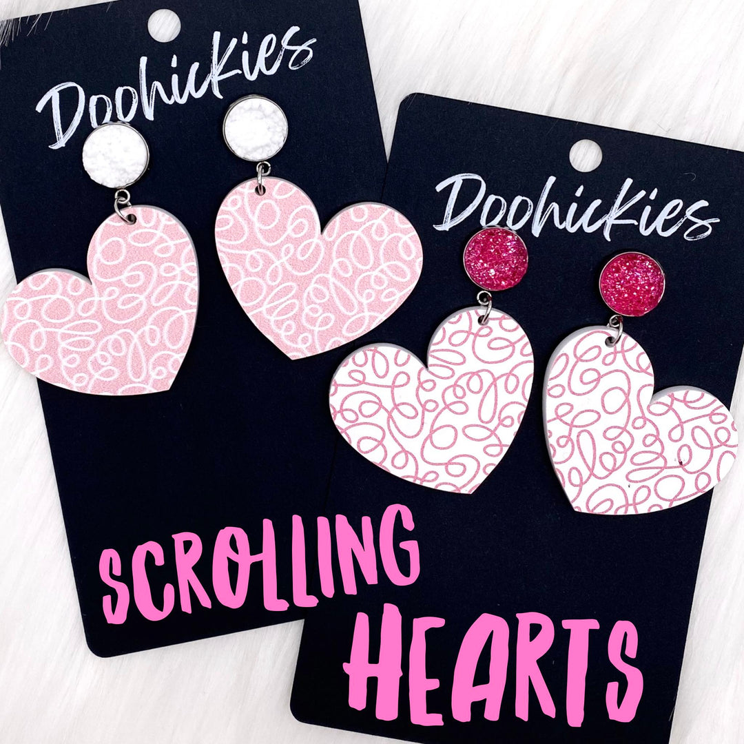 2" Scrolling Heart Dangles - Valentines Acrylics-Inspired by Justeen-Women's Clothing Boutique