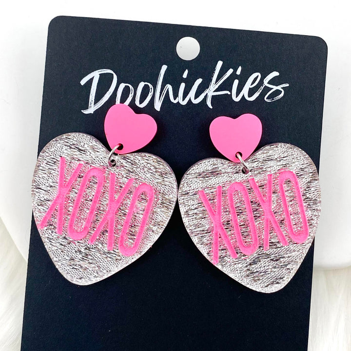 2" Conversation Heart Dangles - Valentines Acrylic Earrings-Earrings-Inspired by Justeen-Women's Clothing Boutique