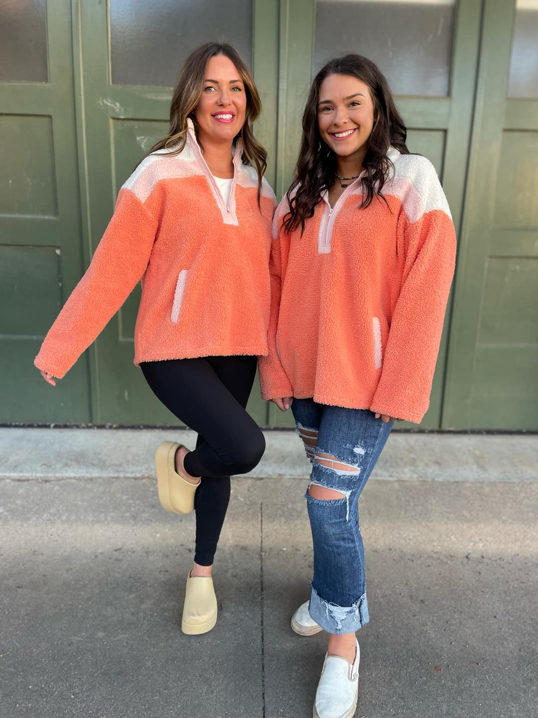 PREORDER: Half Zip Fleece Pullover in Sherbet-Womens-Inspired by Justeen-Women's Clothing Boutique