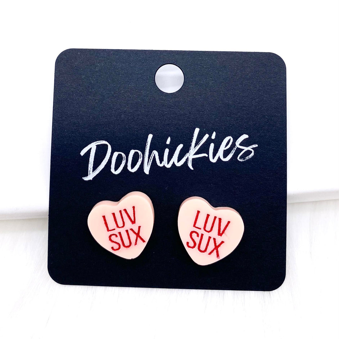 13mm Snarky Candy Heart Studs -Valentine's Earrings-Inspired by Justeen-Women's Clothing Boutique