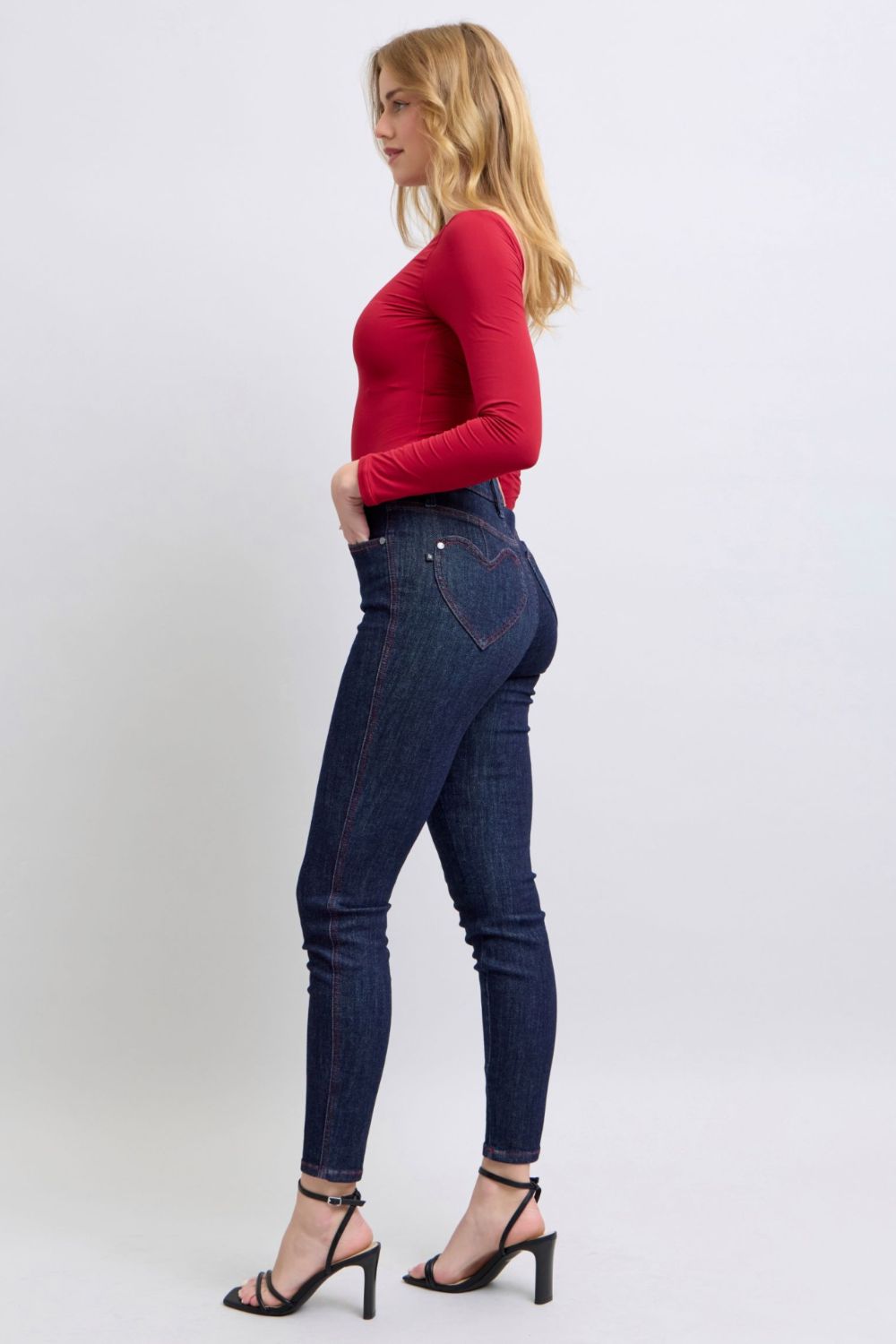 Judy Blue Full Size Heart Shaped Back Pockets Skinny Jeans-Denim-Inspired by Justeen-Women's Clothing Boutique