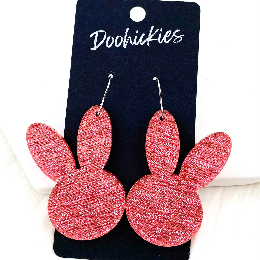 2.5" Pink Saffiano Bunny Ears - Easter Earrings-Inspired by Justeen-Women's Clothing Boutique