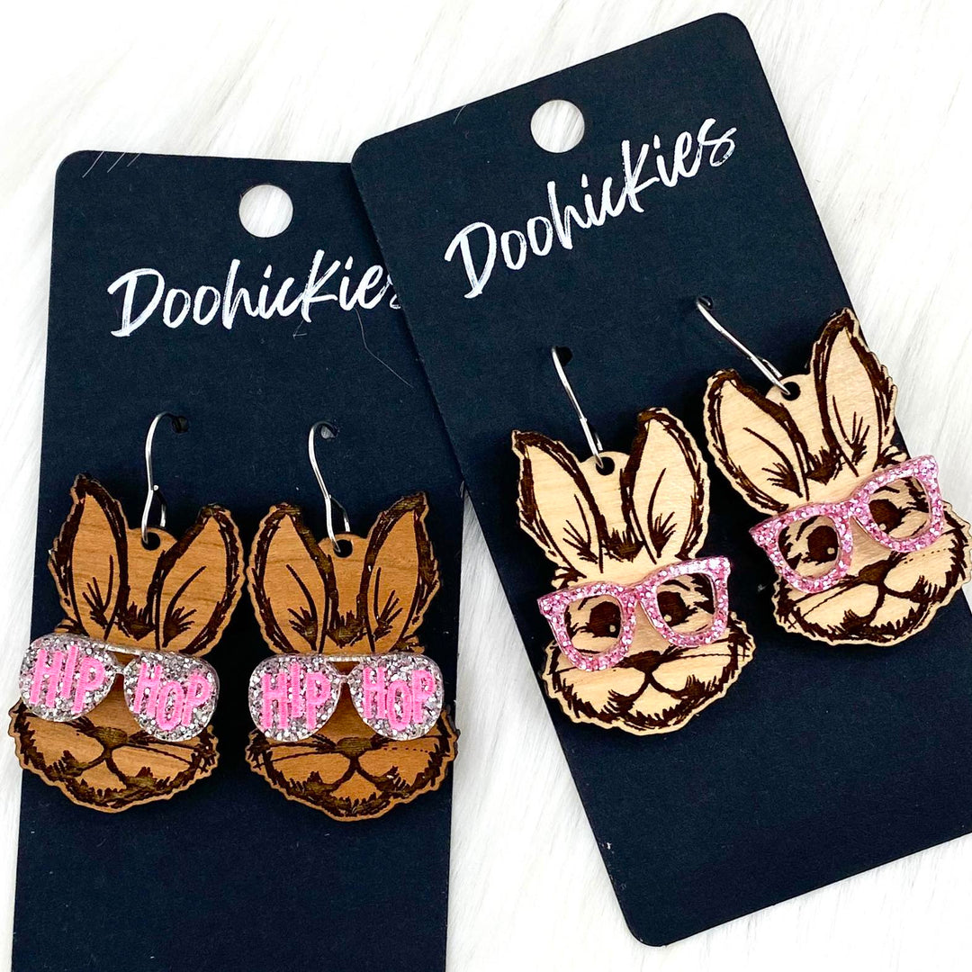 1.75" Cool Bunnies - Dangle Easter Earrings-Inspired by Justeen-Women's Clothing Boutique