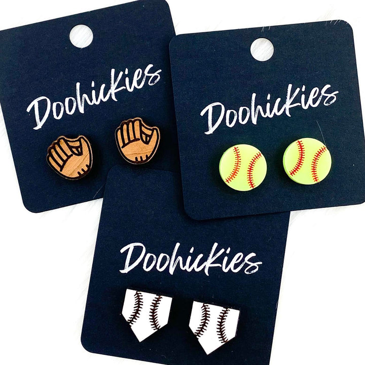 Softball Gear Studs -Sports Earrings-Earrings-Inspired by Justeen-Women's Clothing Boutique