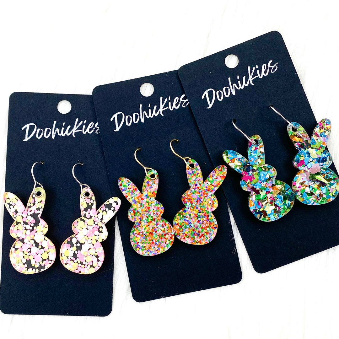 1.5" Confetti Bunny Dangles - Easter Earrings-Inspired by Justeen-Women's Clothing Boutique