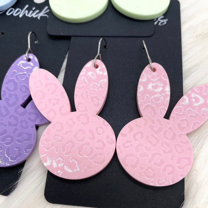 2.5" Pastel Leopard Bunny Heads - Easter Earrings-Inspired by Justeen-Women's Clothing Boutique