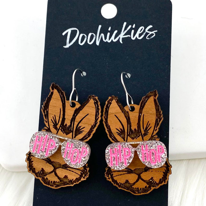 1.75" Cool Bunnies - Dangle Easter Earrings-Inspired by Justeen-Women's Clothing Boutique