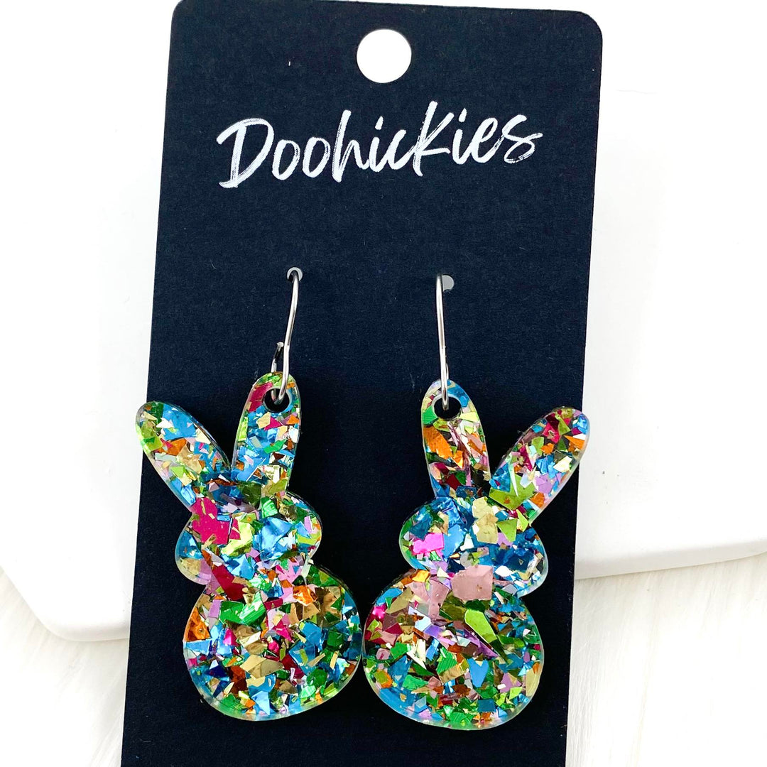 1.5" Confetti Bunny Dangles - Easter Earrings-Inspired by Justeen-Women's Clothing Boutique