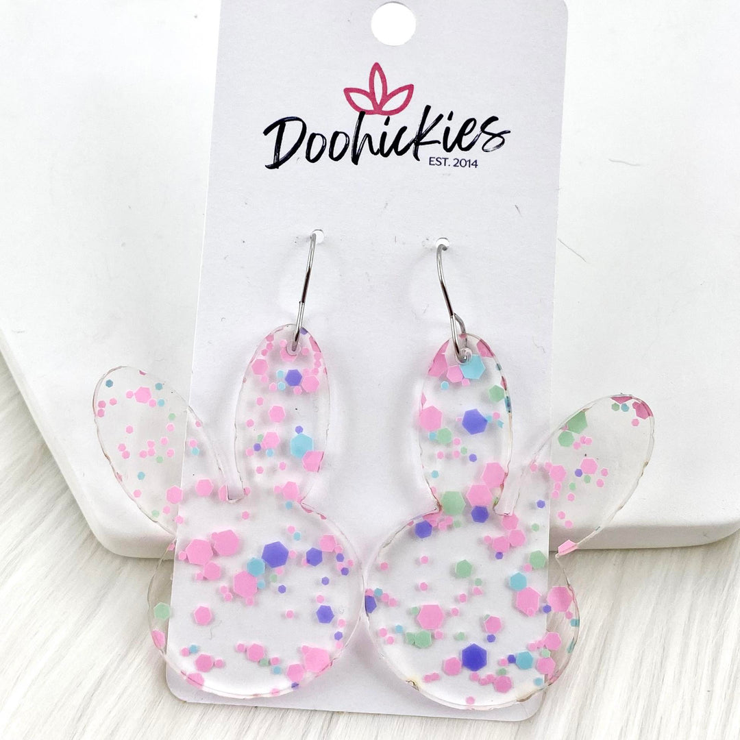 2.5" Pastel Splatter Confetti Bunny Ears - Easter Earrings-Inspired by Justeen-Women's Clothing Boutique