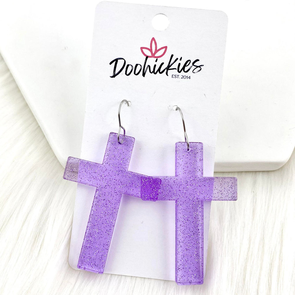 2.5" Pastel Shimmer Cross Dangles - Easter Earrings-Inspired by Justeen-Women's Clothing Boutique