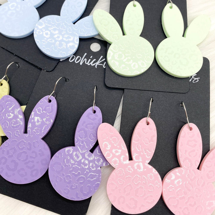 2.5" Pastel Leopard Bunny Heads - Easter Earrings-Inspired by Justeen-Women's Clothing Boutique