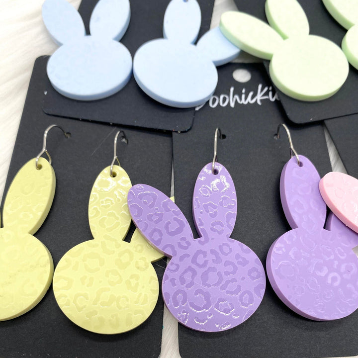 2.5" Pastel Leopard Bunny Heads - Easter Earrings-Inspired by Justeen-Women's Clothing Boutique