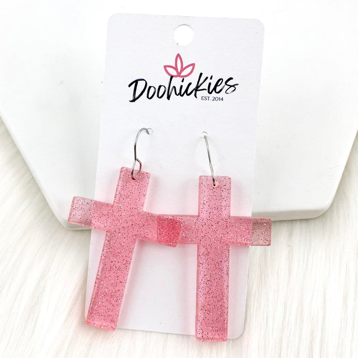 2.5" Pastel Shimmer Cross Dangles - Easter Earrings-Inspired by Justeen-Women's Clothing Boutique