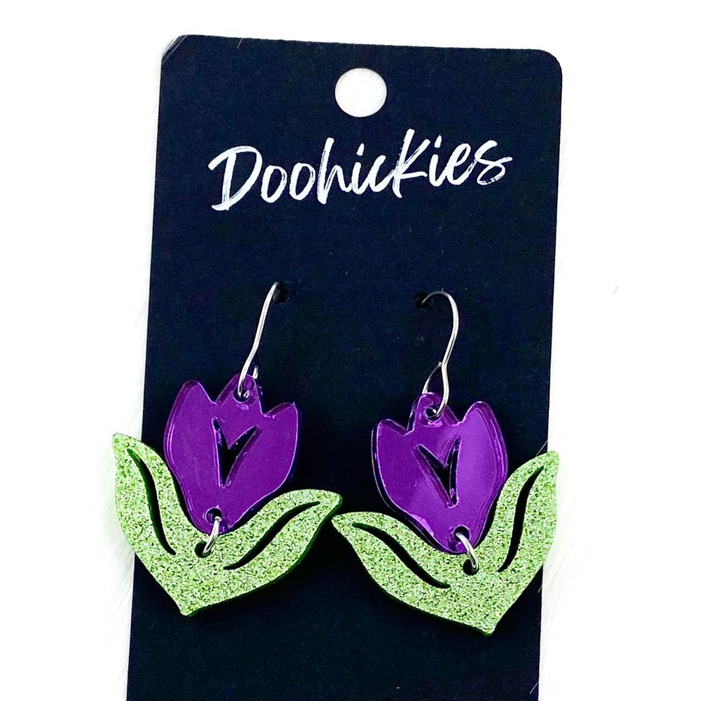 1.5" Tiny Tulip Cutout Dangles - Spring Acrylic Earrings-Inspired by Justeen-Women's Clothing Boutique