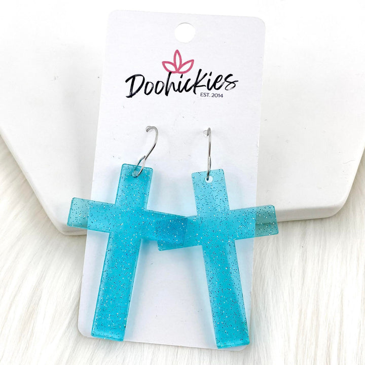 2.5" Pastel Shimmer Cross Dangles - Easter Earrings-Inspired by Justeen-Women's Clothing Boutique