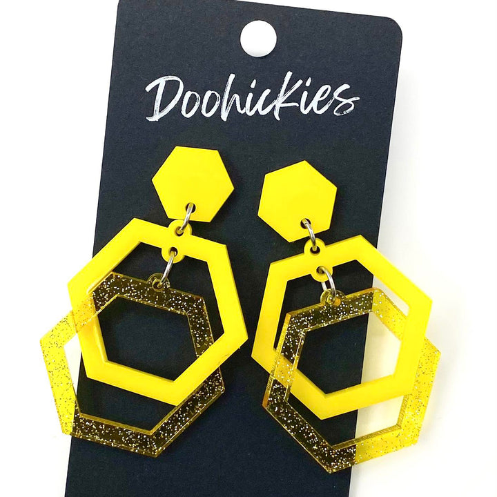 2" Jelly Glitter Hexi Ring Acrylics -Spring Earrings-Earrings-Inspired by Justeen-Women's Clothing Boutique