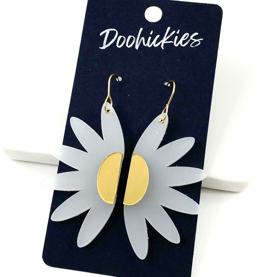 2" Frosted Split 3-D Daisy Acrylics -Spring Earrings-Earrings-Inspired by Justeen-Women's Clothing Boutique