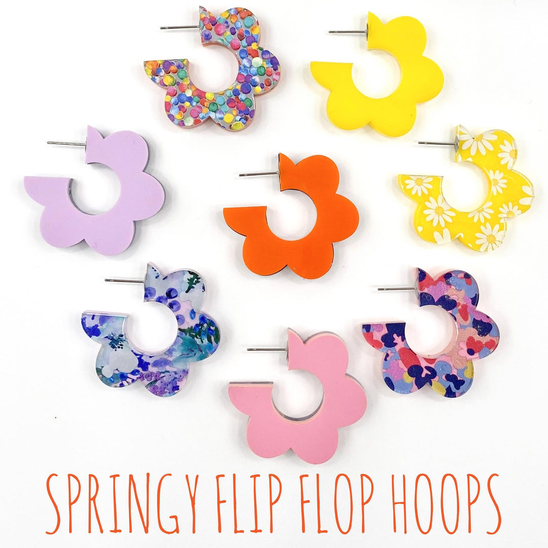 1.5" Springy Flip Flop Hoops -Spring Acrylic Earrings-Earrings-Inspired by Justeen-Women's Clothing Boutique