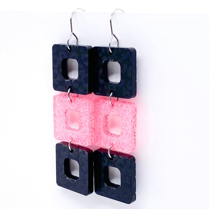 2.5" Triple Cubies -Spring Acrylic Earrings-Inspired by Justeen-Women's Clothing Boutique