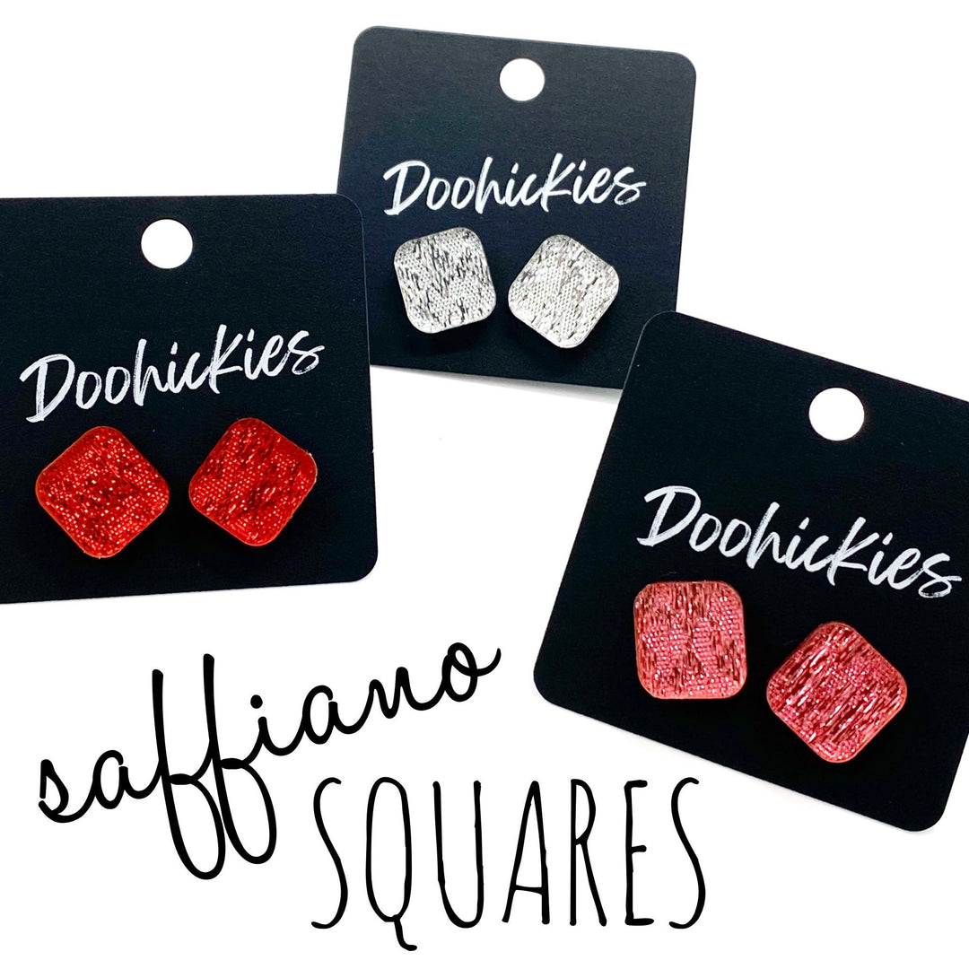 14mm Saffiano Square Studs- Summer Acrylic Earrings-Earrings-Inspired by Justeen-Women's Clothing Boutique