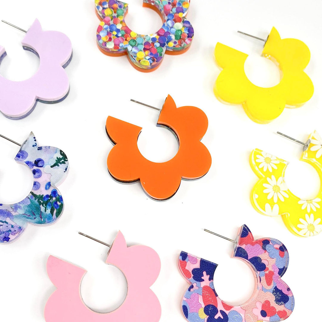 1.5" Springy Flip Flop Hoops -Spring Acrylic Earrings-Earrings-Inspired by Justeen-Women's Clothing Boutique