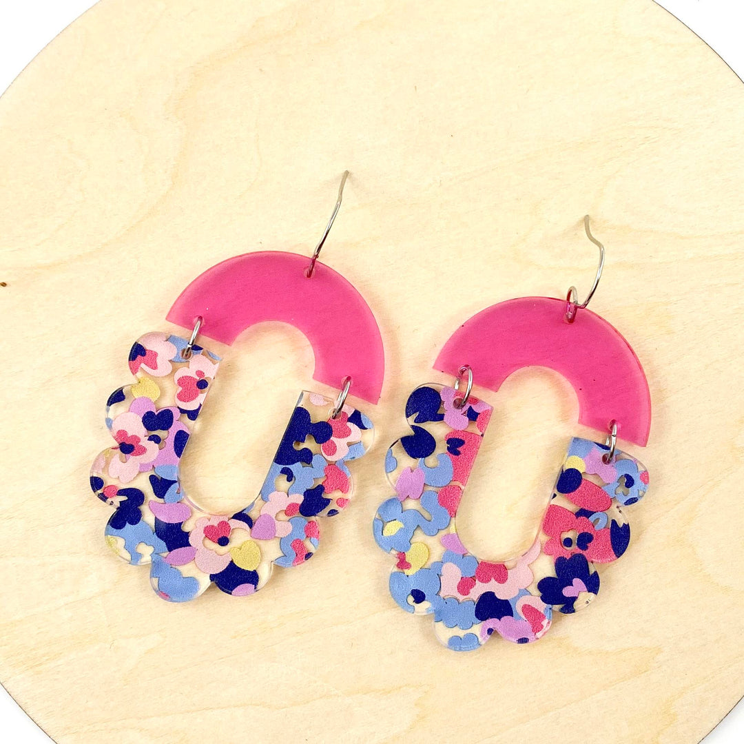 2.25" Pretty Floral Maria Dangles - Spring Acrylic Earrings-Inspired by Justeen-Women's Clothing Boutique