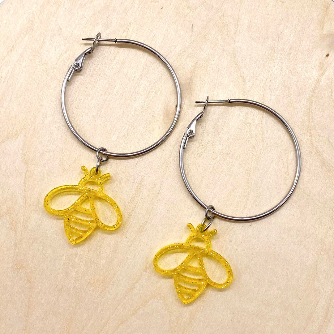 Yellow Jelly Bee Hoops- Spring Earrings-Earrings-Inspired by Justeen-Women's Clothing Boutique