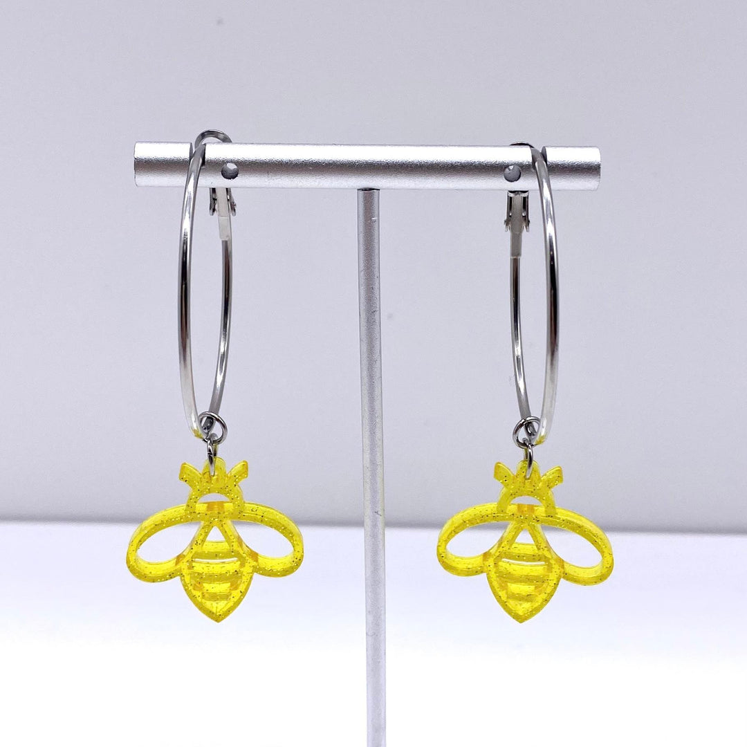 Yellow Jelly Bee Hoops- Spring Earrings-Inspired by Justeen-Women's Clothing Boutique