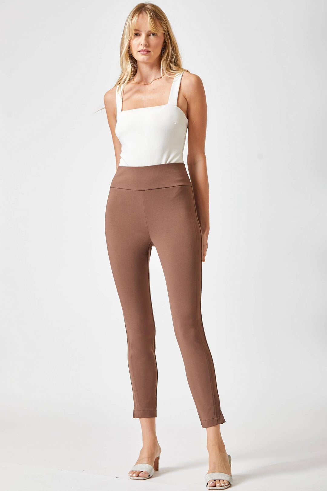 Lindzy Magic High Waisted Skinny Pants, Dark Brown-Pants-Inspired by Justeen-Women's Clothing Boutique in Chicago, Illinois