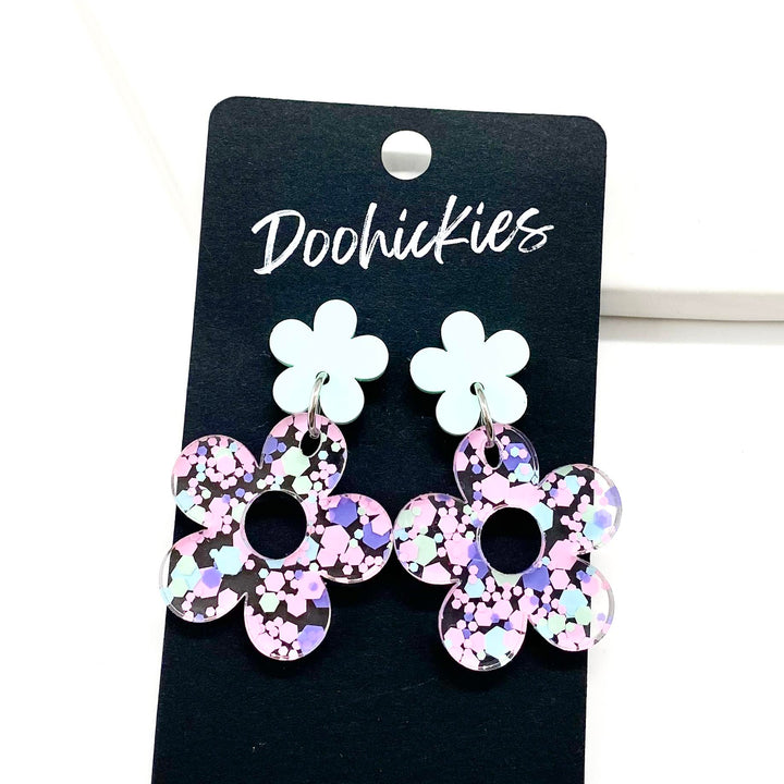 1.5" Confetti Daisy Dangles - Summer Acrylic Earrings-Earrings-Inspired by Justeen-Women's Clothing Boutique