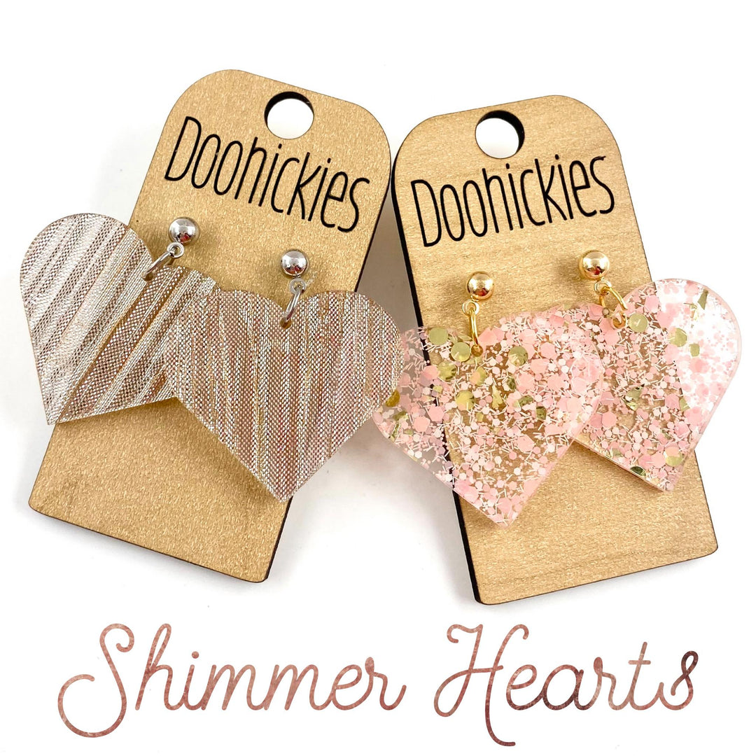 Shimmer Acrylic Heart Dangles - Valentines Earrings-Earrings-Inspired by Justeen-Women's Clothing Boutique