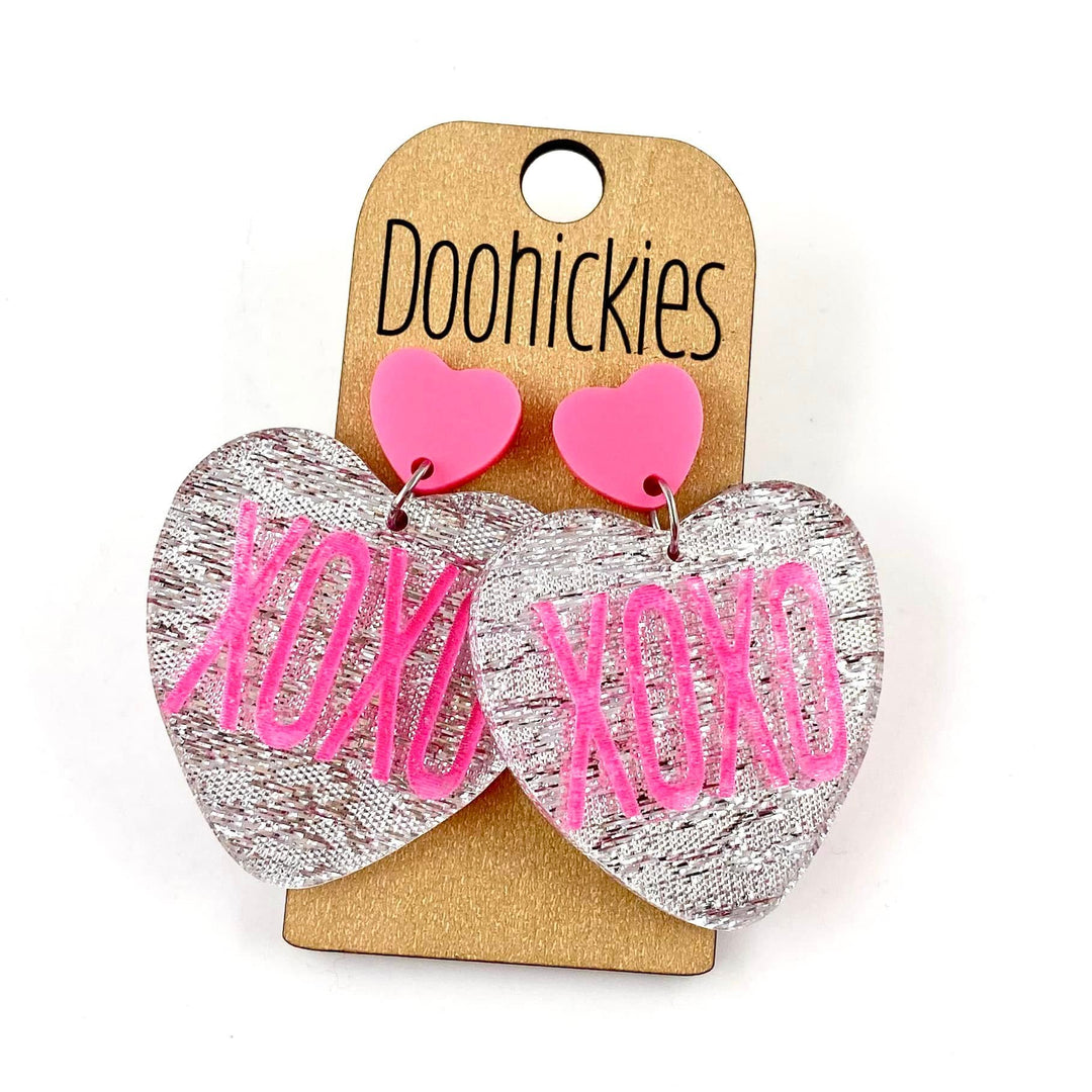 2" Conversation Heart Dangles - Valentines Acrylic Earrings-Earrings-Inspired by Justeen-Women's Clothing Boutique