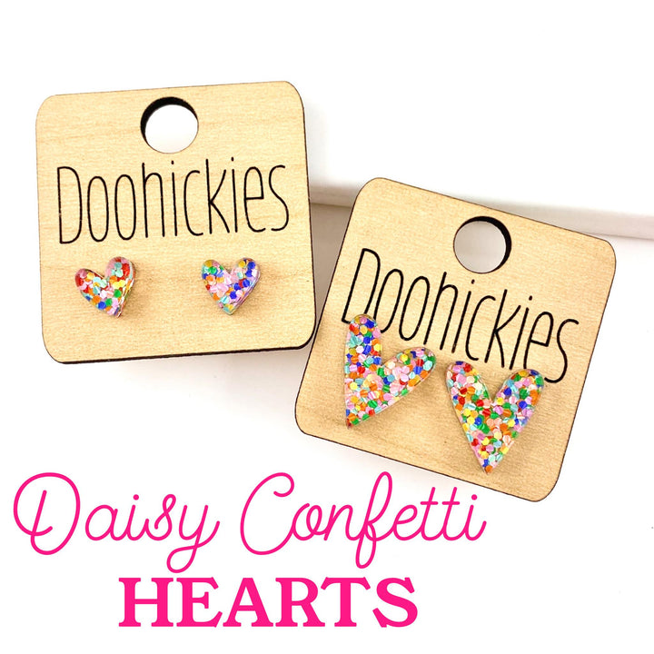 Daisy Confetti Valentine Heart Stud Earrings - 2 Size Options-Earrings-Inspired by Justeen-Women's Clothing Boutique