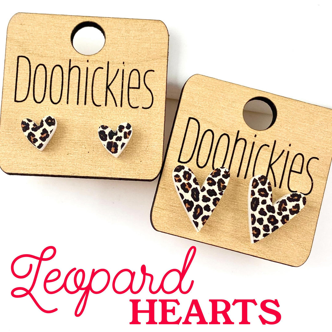 Leopard Valentine Heart Stud Earrings - 2 Size Options-Earrings-Inspired by Justeen-Women's Clothing Boutique