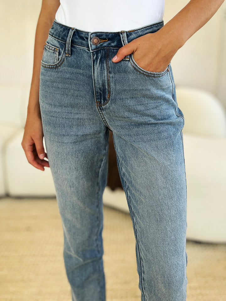 Judy Blue Full Size Mid Rise Rigid Magic Release Hem Jeans-Denim-Inspired by Justeen-Women's Clothing Boutique