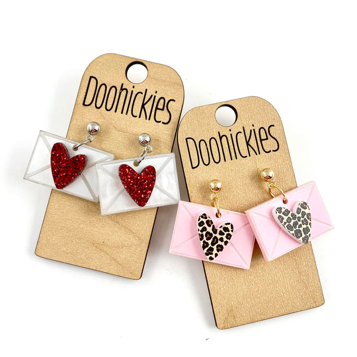 Sealed With a Kiss Acrylic Dangle Valentines Earrings-Inspired by Justeen-Women's Clothing Boutique