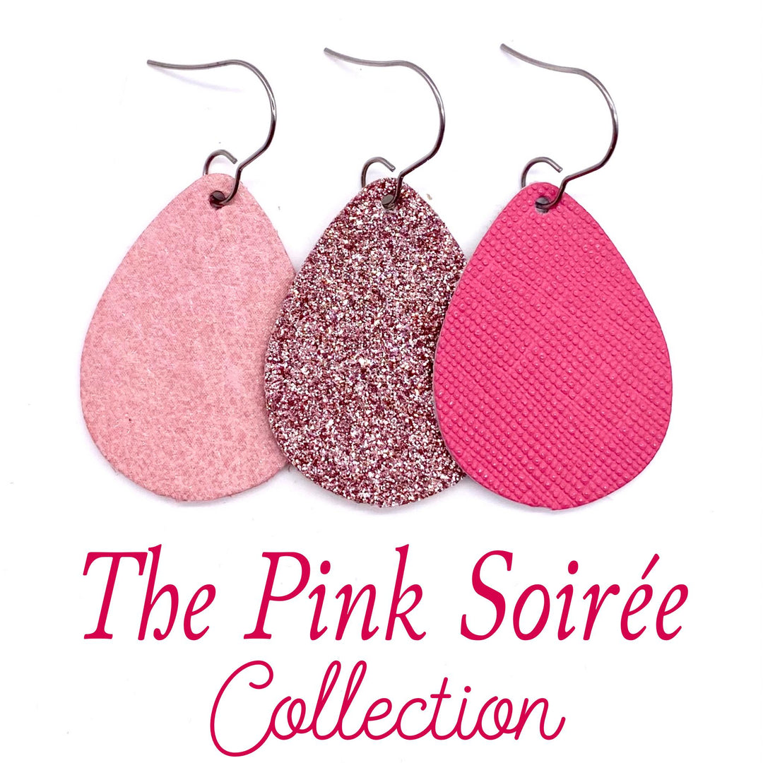 1.5" The Pink Soiree Mini Collection Leather Earrings-Earrings-Inspired by Justeen-Women's Clothing Boutique