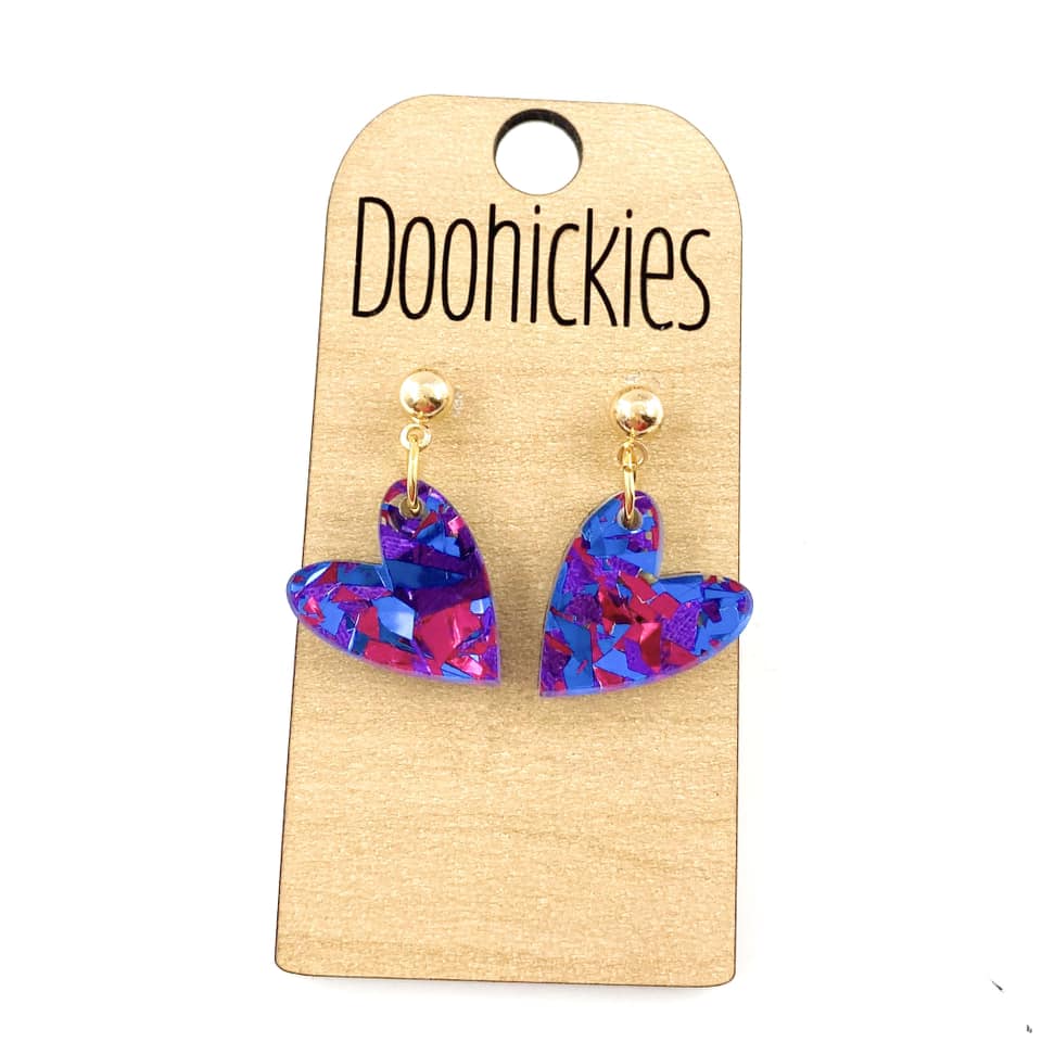 Dainty Confetti Hearts Acrylic Valentines Dangle Earrings-Earrings-Inspired by Justeen-Women's Clothing Boutique