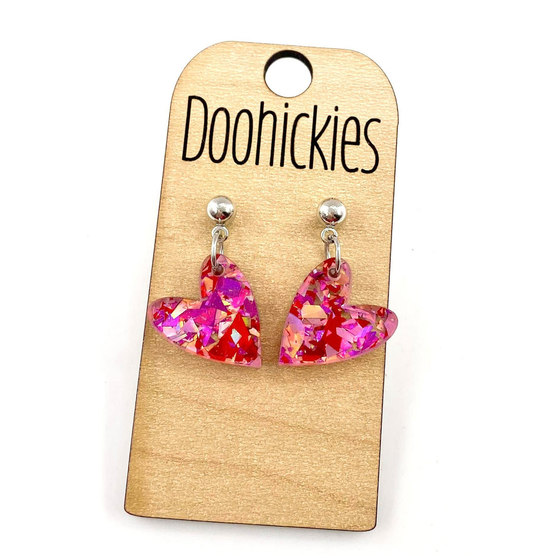 Dainty Confetti Hearts Acrylic Valentines Dangle Earrings-Earrings-Inspired by Justeen-Women's Clothing Boutique