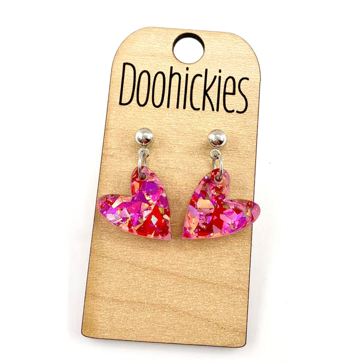 Dainty Confetti Hearts Acrylic Valentines Dangle Earrings-Earrings-Inspired by Justeen-Women's Clothing Boutique