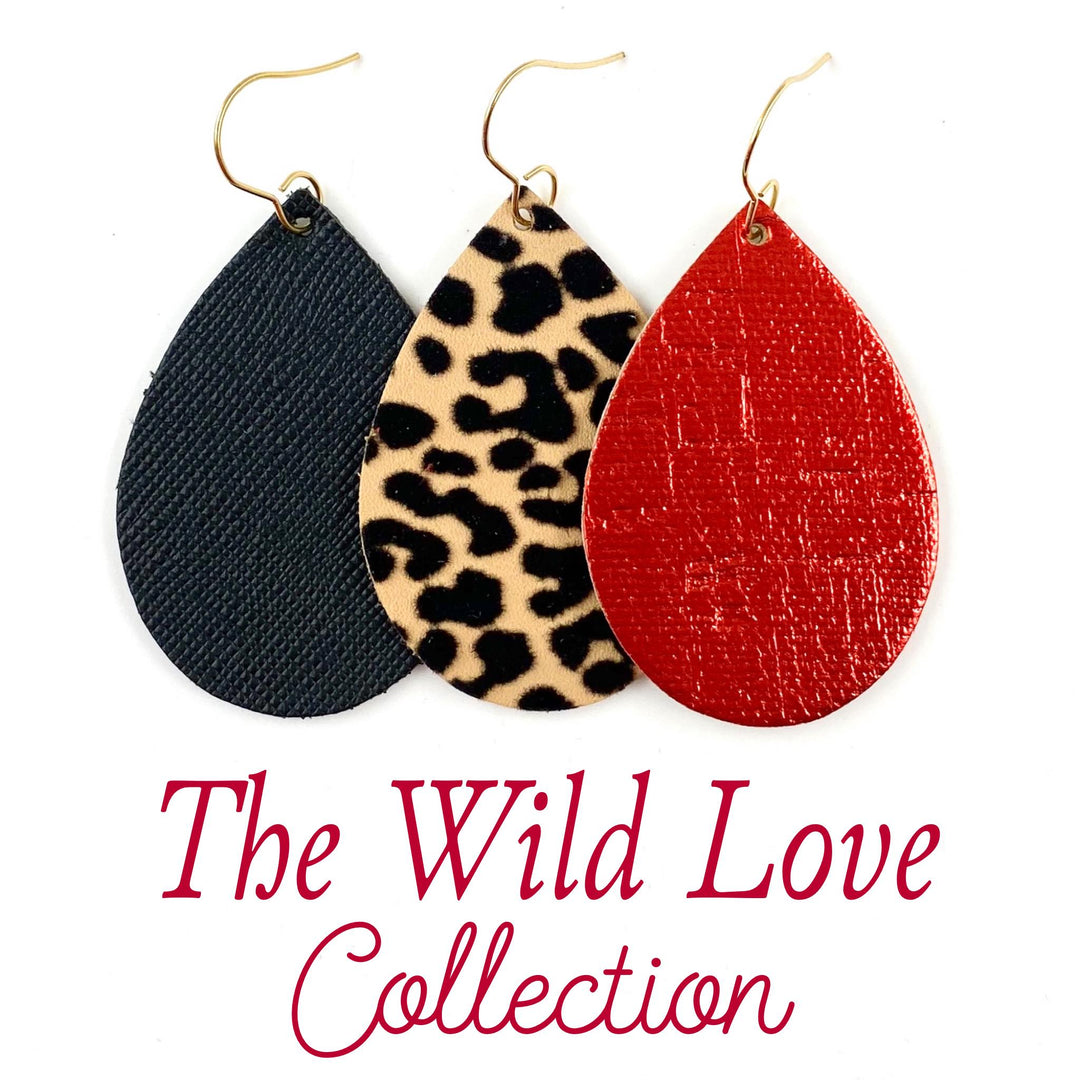 2" The Wild Love Mini Collection - Leather Valentines Earrings-Earrings-Inspired by Justeen-Women's Clothing Boutique