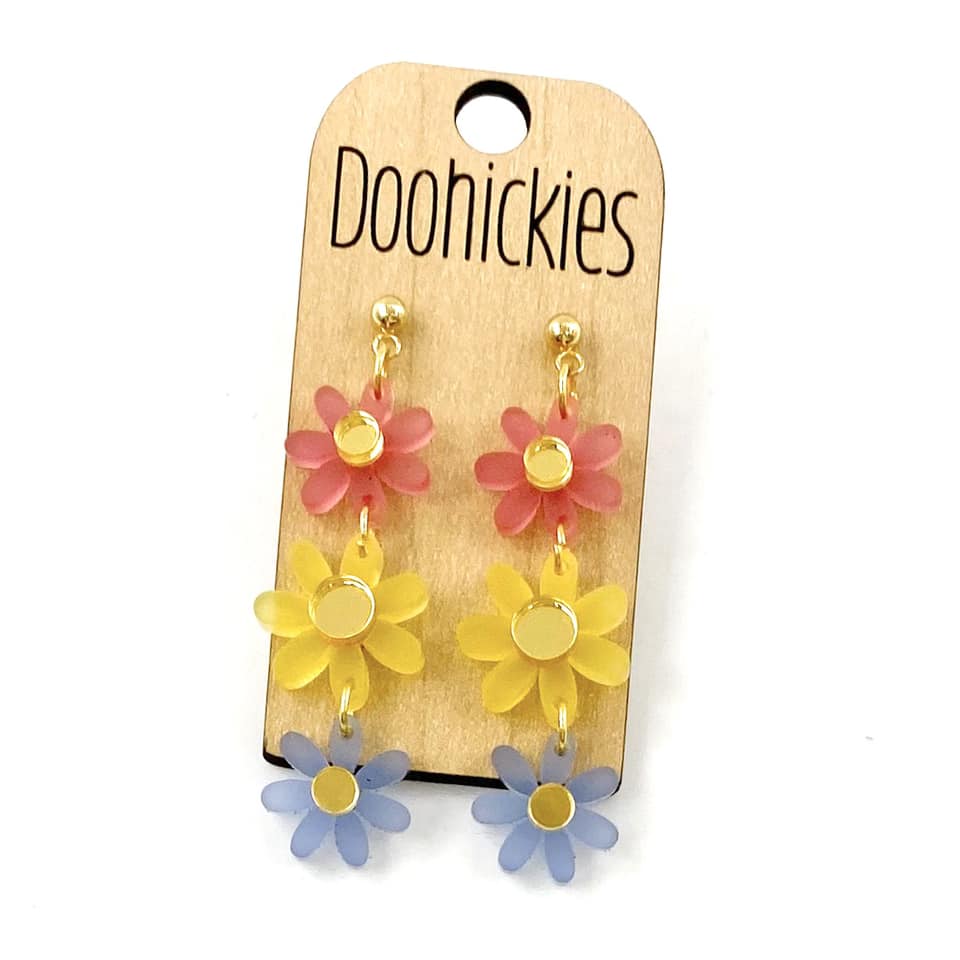 Frosted Pastel Daisy Dangles - Spring Earrings-Inspired by Justeen-Women's Clothing Boutique