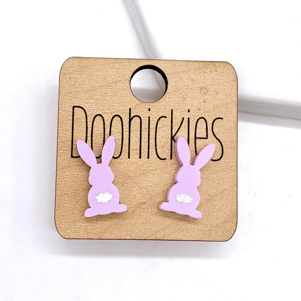 16mm Pastel Bunnies with White Tails Acrylic Studs - Easter Earrings-Earrings-Inspired by Justeen-Women's Clothing Boutique