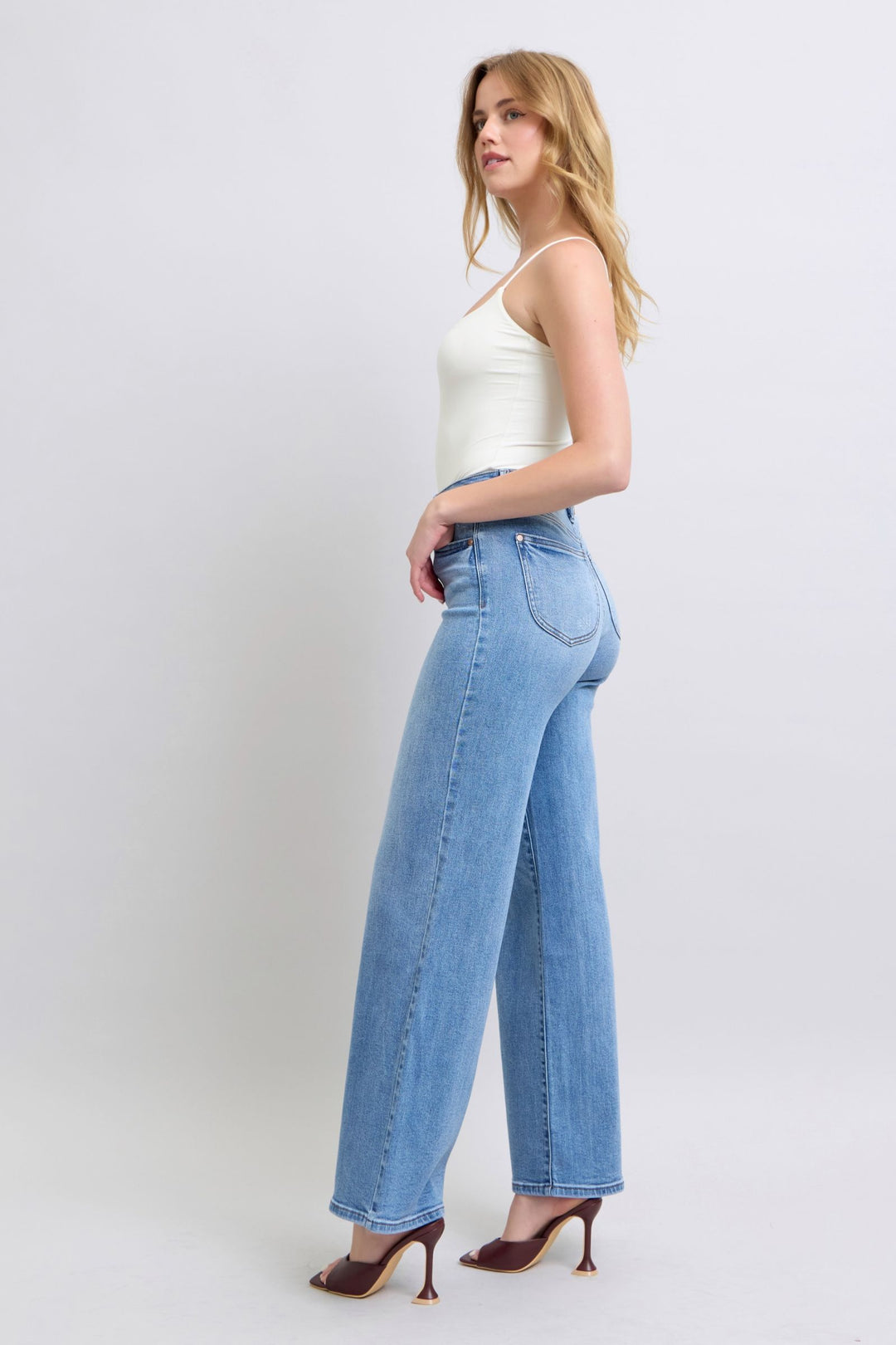 Judy Blue Full Size Wide Leg Jeans with Pockets-Denim-Inspired by Justeen-Women's Clothing Boutique