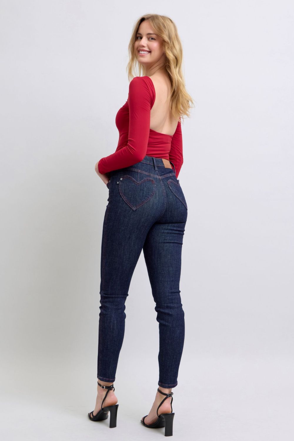 Judy Blue Full Size Heart Shaped Back Pockets Skinny Jeans-Denim-Inspired by Justeen-Women's Clothing Boutique