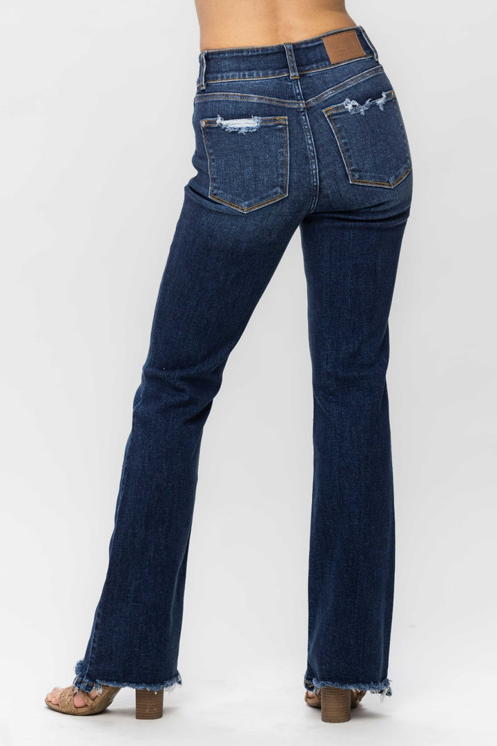 Judy Blue Full Size Frayed Hem Bootcut Jeans-Denim-Inspired by Justeen-Women's Clothing Boutique