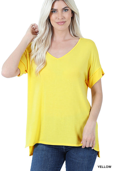 Zenana Trista Real Modal Short Sleeve V-Neck Top-Short Sleeve Tops-Inspired by Justeen-Women's Clothing Boutique in Chicago, Illinois