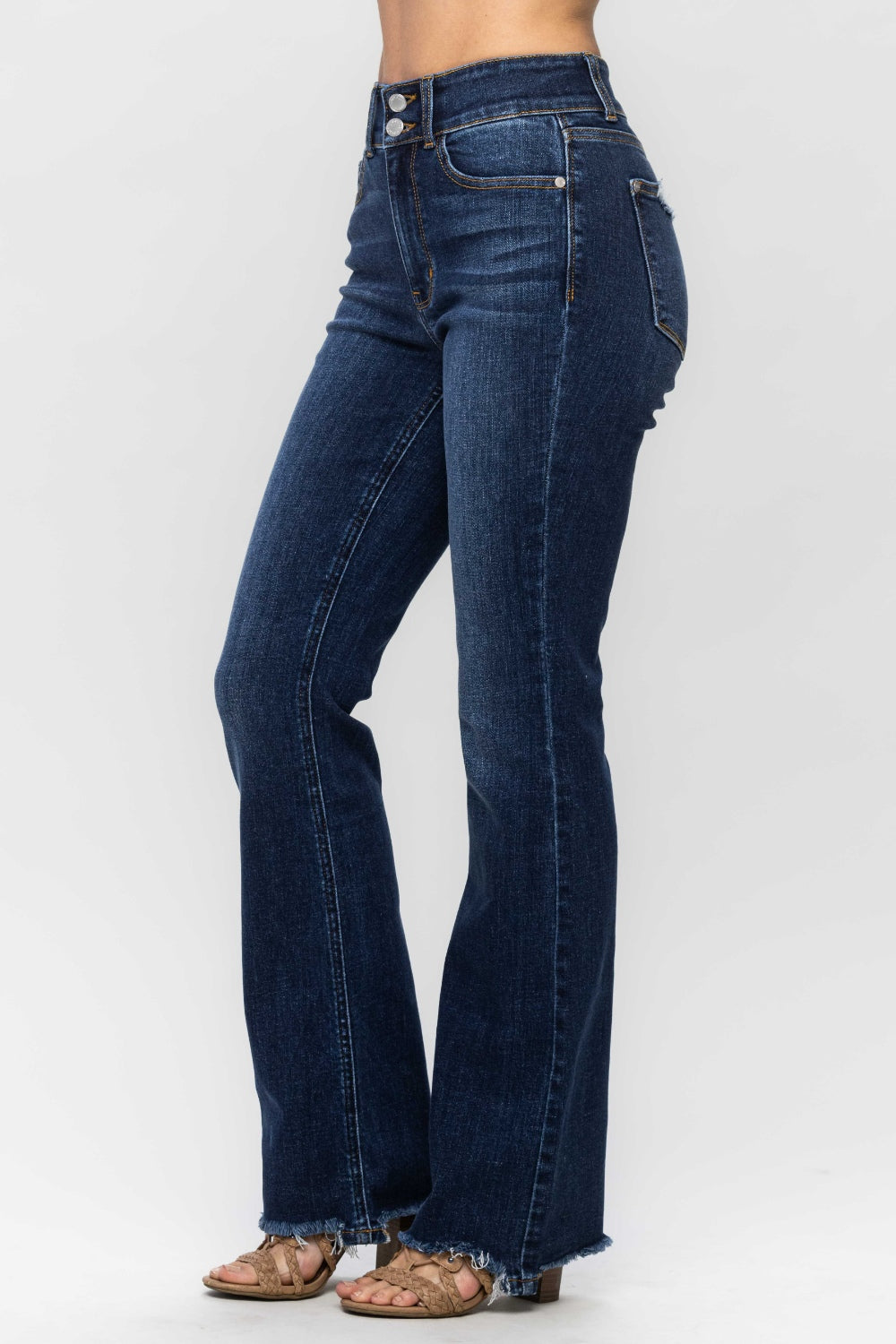 Judy Blue Full Size Frayed Hem Bootcut Jeans-Denim-Inspired by Justeen-Women's Clothing Boutique